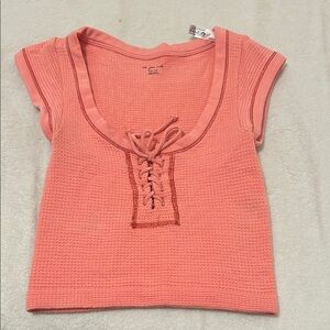 Urban Outfitters Coral Lace-Up Crop Top